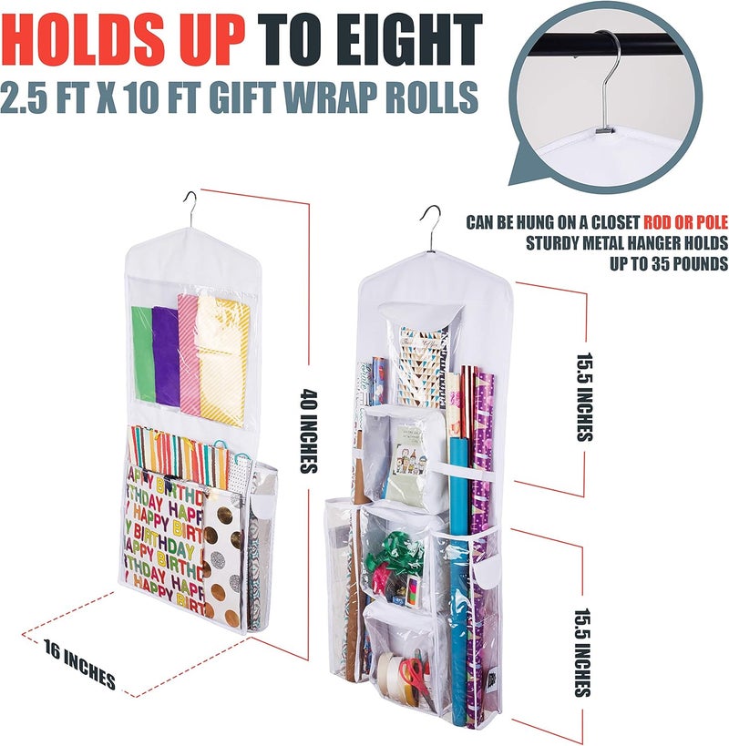 Regal Bazaar Double-Sided Hanging Gift Bag and Gift Wrap Organizer (White) - Image 2